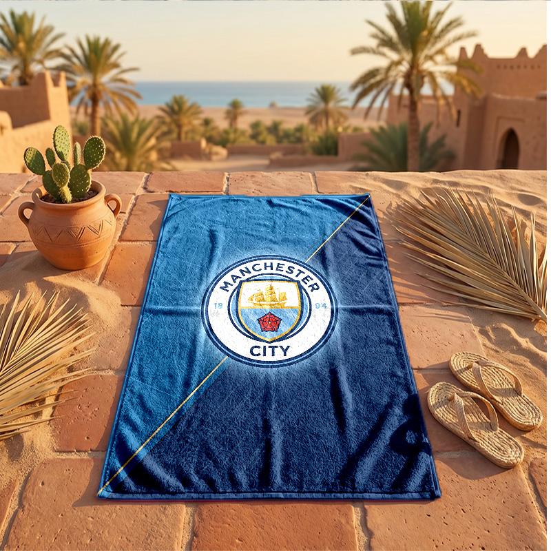 Asciugamano da Spiaggia Tema Manchester City Morbido Asciugatura Rapida?Asciugamano Asciutto Per Vacanze Estive Al Mare Nuoto