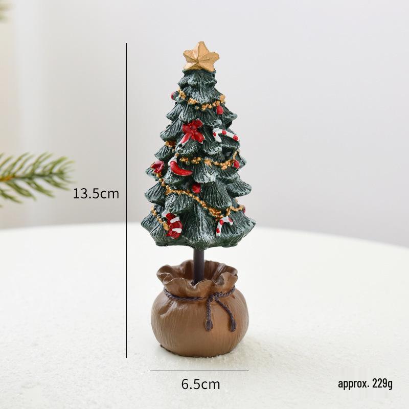 Mini Resin Christmas Tree Ornament - Festive Desktop Decoration Gift