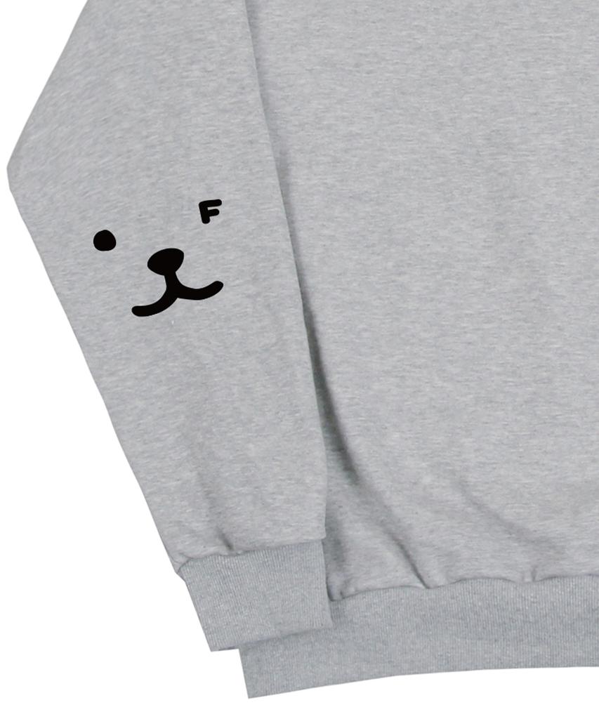 GRAVER [Unisex] Elbow Puppy Face Smile Sweatshirt_Gray/Black Logo
