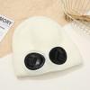 Unisex Wool Knit Hat with Glasses, Velvet-Lined for Warmth & Windproof Skiing