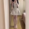 Star with the Same Temperament Retro Polka Dot Vest Dress Women's Summer Daughter Feeling Wrinkled Waist Thin Skirt