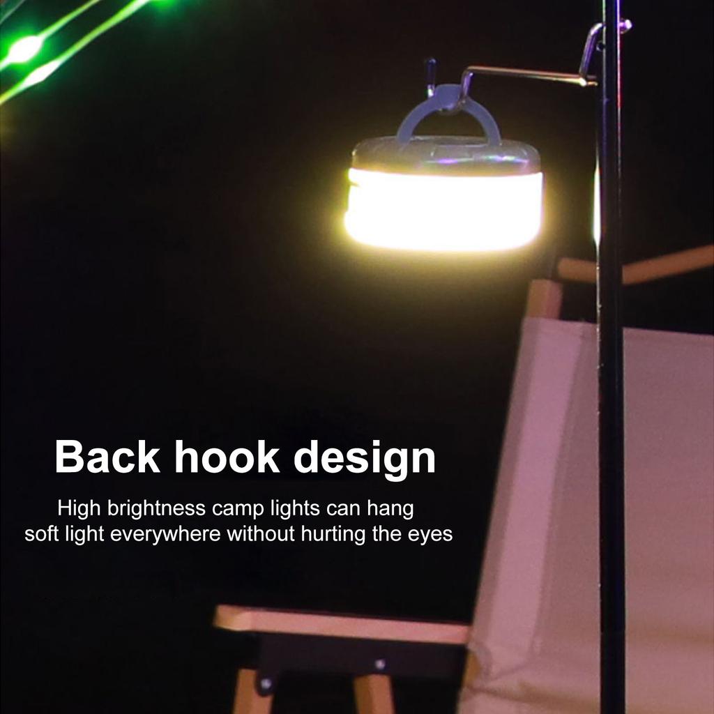 LED-Campingleuchte für den Außenbereich mit Hakenzelt-Ambiente-Lichterkette (8m) Tragbares wiederaufladbares Camp