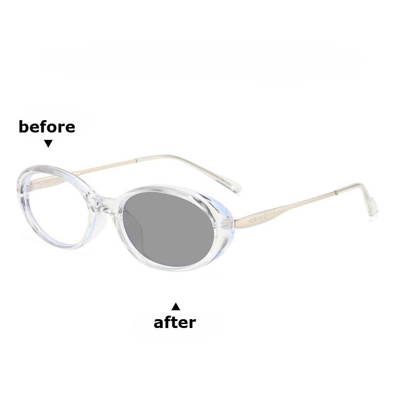 2026 New Fashionable Personalized Cat Eye Photochromic Women's Reading Glasses Retro Outdoor Neutral HD Anti Blue Light Glasses