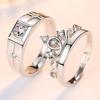 Romantic Couple Wedding Ring For Woman Men 2Pcs Love Heart Zircon Adjustable Rings Fashion Engaged Promise Jewelry Gifts