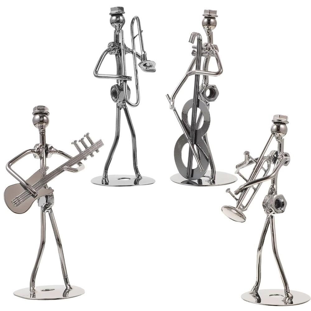 Violin Guitar Player Statue Metal Band Man Model New Music Instrument Ornament Home Decor Scene