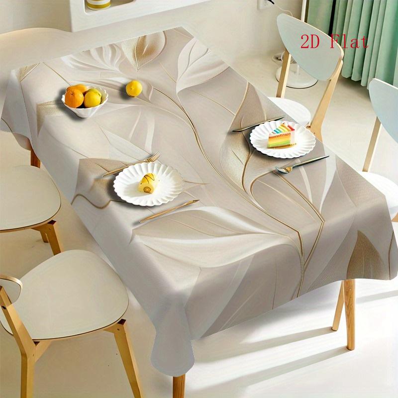 2D Flat 1pc- Luxurious Golden Leaf Floral Pattern Tablecloth- European-style Rectangular Tablecloth, Suitable for Dining Rooms, Kitchens, Party Decora
