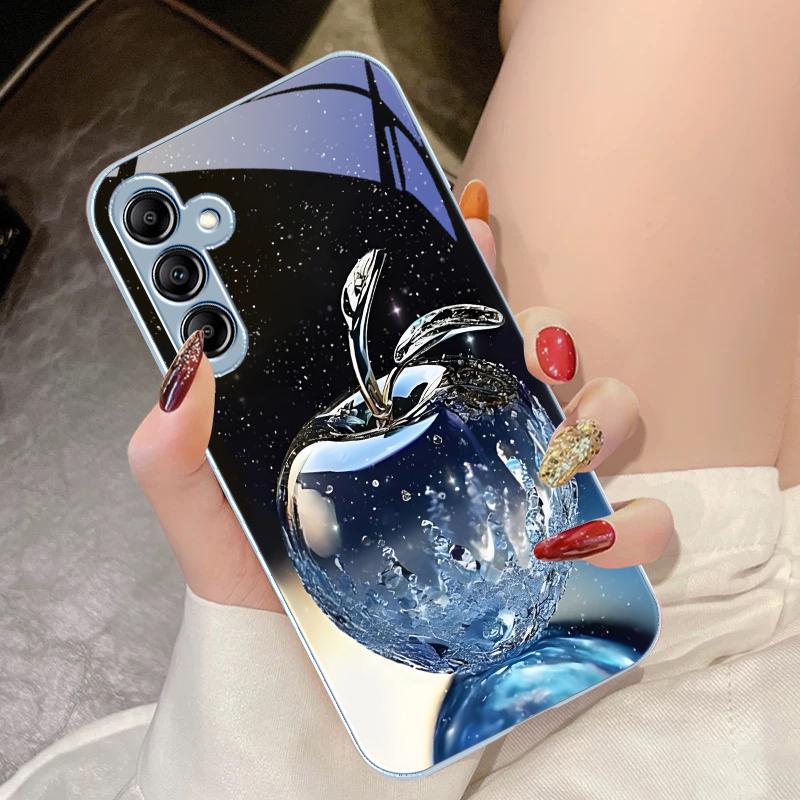 Transparent Crystal Apple For Samsung Galaxy A14 4G 20 30 52 20S 21S 22 32 33 34 42 50 51 53 54 70 71 72 73 5G Glass Phone Case