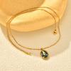 Stainless Steel Oval Abalone Shell Heart Shape 18K Gold Pendant Necklace Ladies, Jewelry 2336