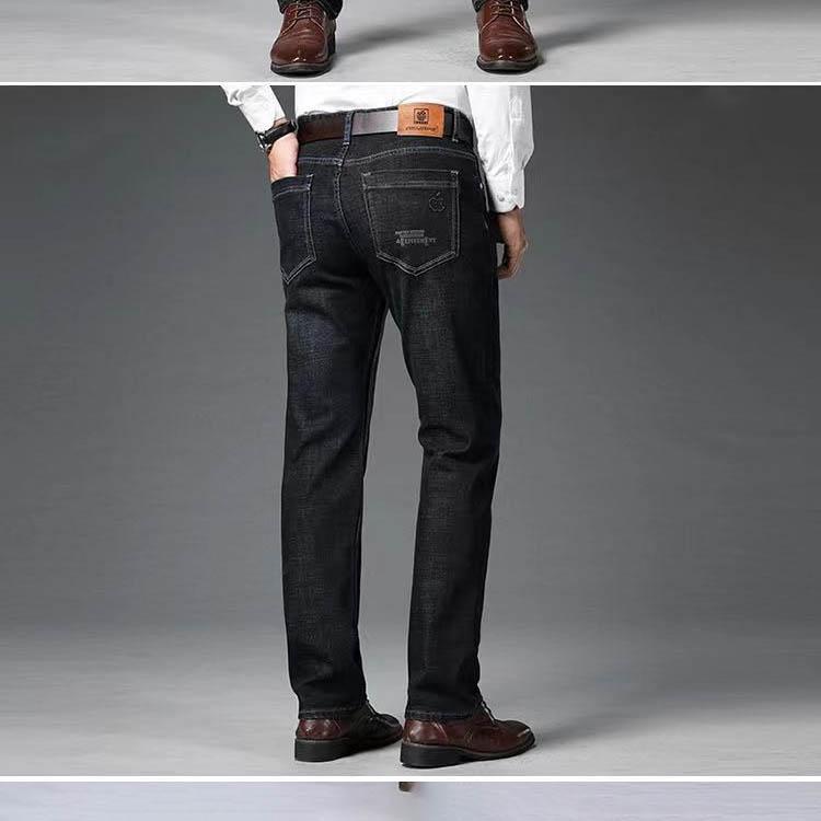 

Mens Summer Lightweight Jeans Loose Straight Leg Vintage High Waist Stretch Casual Pants 40