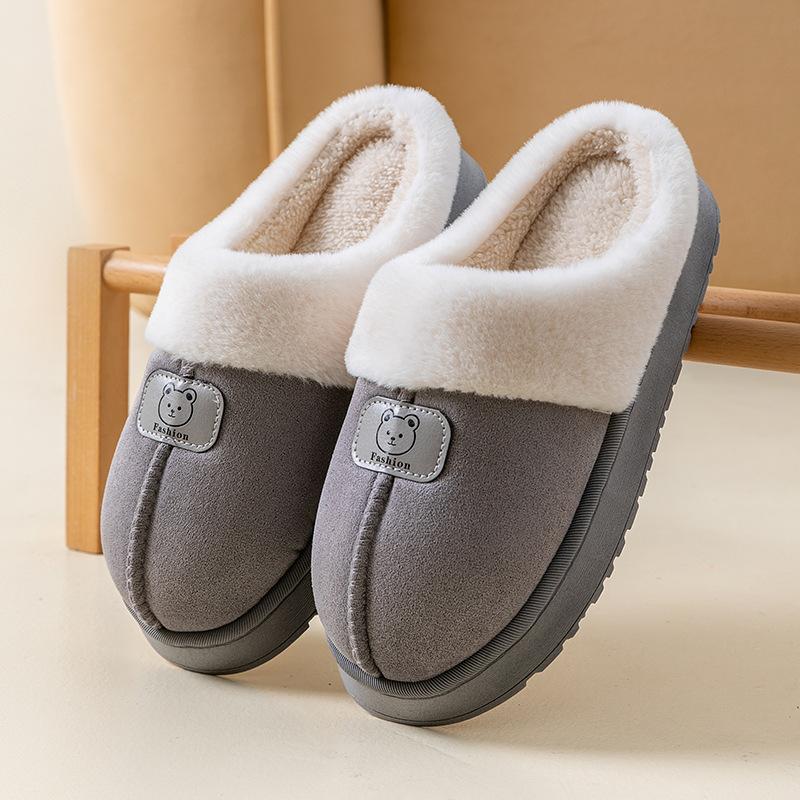 Autumn and winter thermal cotton slippers women's indoor home non-slip and deodorant thick-soled warm fashion outer wear velvet cotton shoes