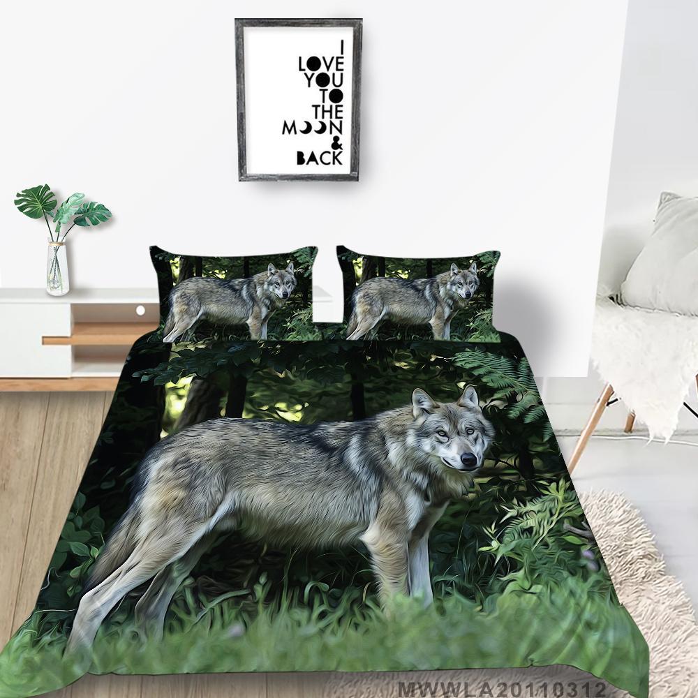 2023 New Style Comforter Cover Set 3D Wolf Printing Duvet Cover Animals Polyester Home Textiles Boys Girls Single Size Pillowcase