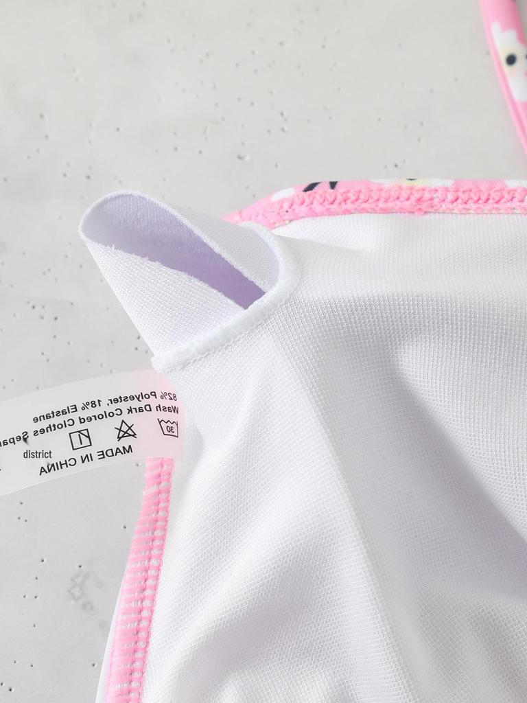 2025 Europäischer & Amerikanischer Rosa Print Sexy Bikini Dreiteiliger Damen Badeanzug Set