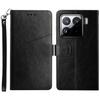 For Xiaomi 15 Pro Case with Wrist Strap Y Shaped Lines Imprint Leather Phone Cover