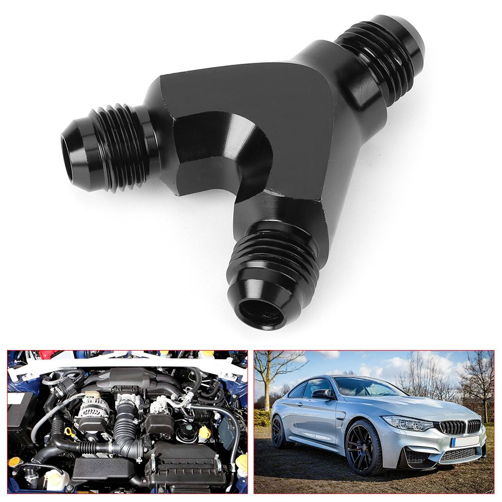 Aluminum Alloy 3 Way Fitting Adapter Y Type AN6 6AN Male to 2X AN6 6AN Male Black