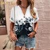 Women's Fashion Casual  Short Sleeve V Neck Blouses & Shirts