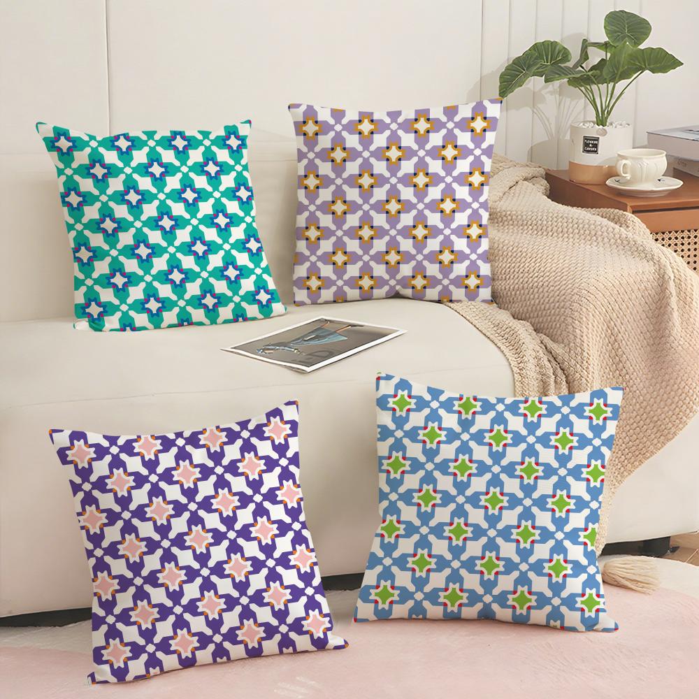 Abstract Houndstooth Pattern Cushion Cover Pillowcase Ultra Soft Skin Friendly Fabric Cloud Like Comfort Concealed Zipper