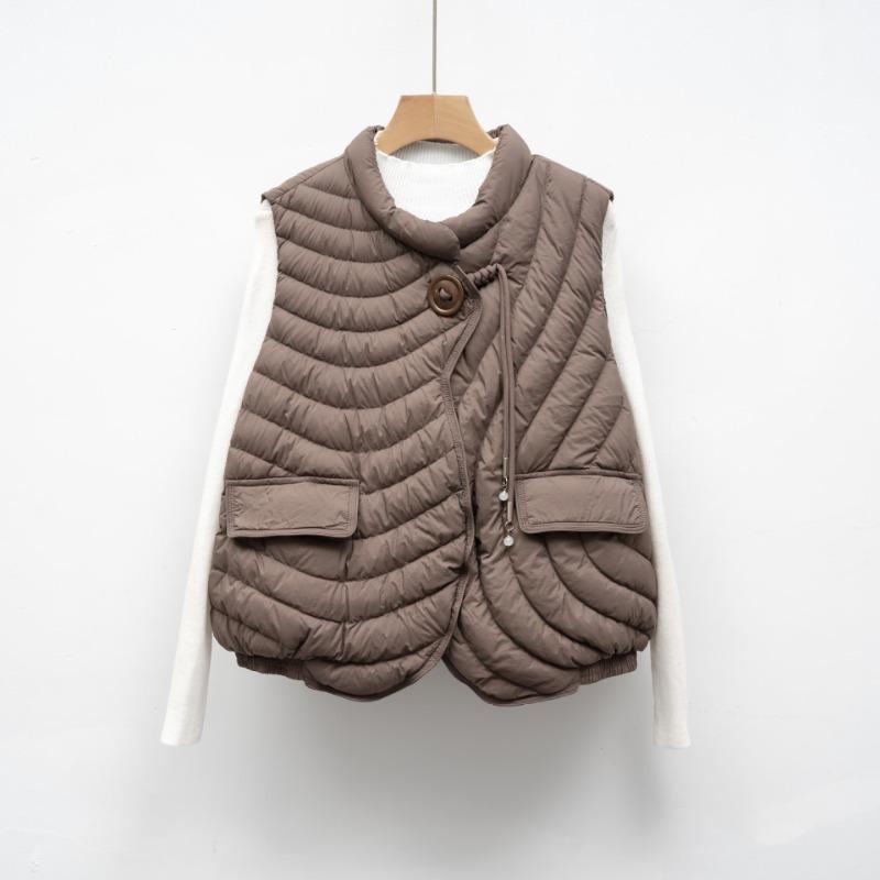 Down vest new national standard 90 down casual autumn and winter light and simple solid color round neck loose coat
