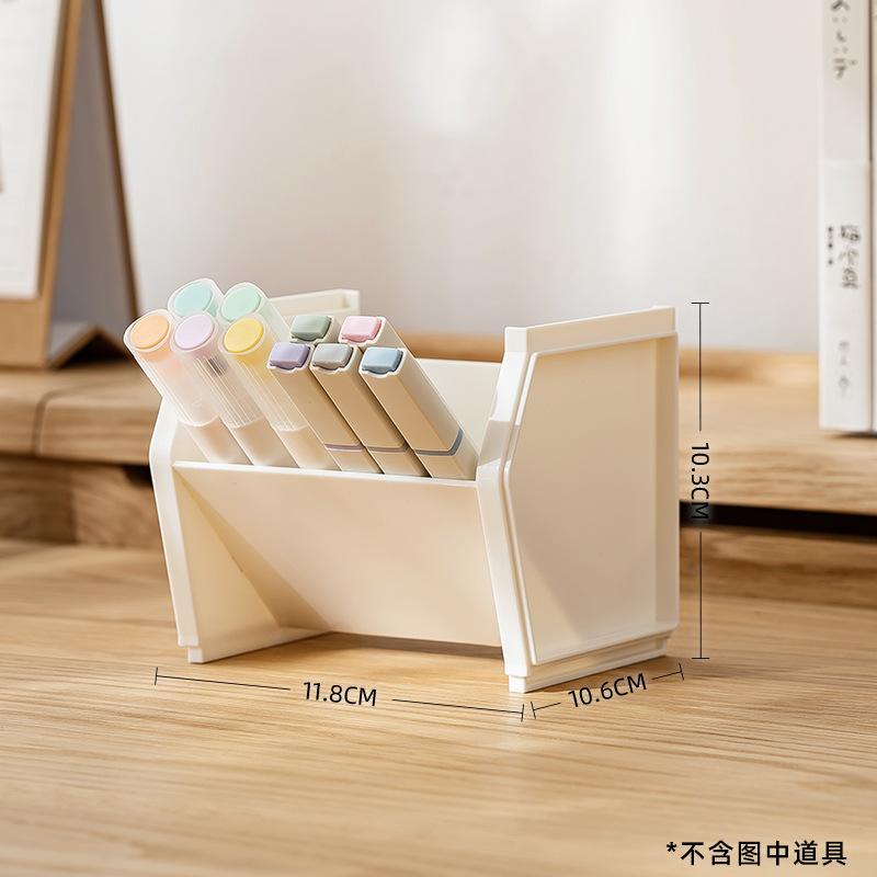 Stackable Slanted Pen Holder Storage Box, Student Desk Stationery, Plastic Square High-value Pen Holder