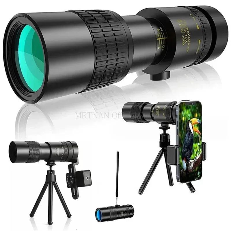 Metall 10-300X Zoom HD Bak4 Leistungsstarkes Fernglas Große Reichweite Qualität Tragbar Professionelles Teleskop Monokular für die Jagd