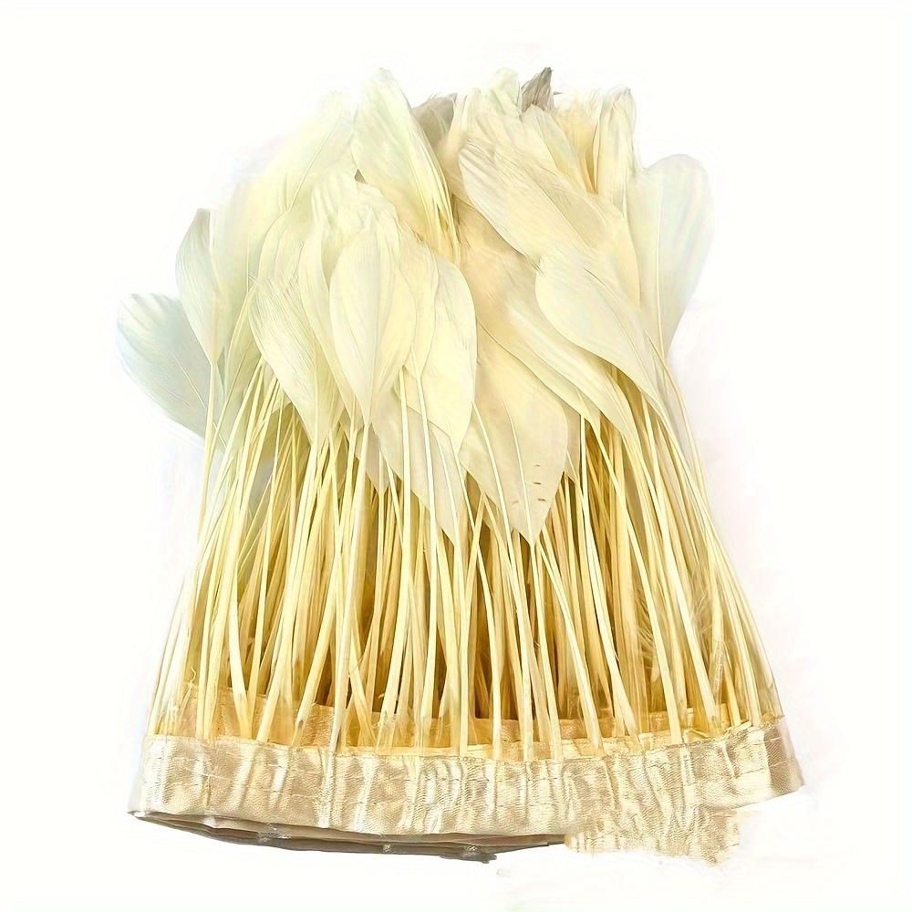 

15-20cm Natural Goose Feather Ribbon Tassel - 2m Craft Trim for Sewing, Party Decor & Holiday Accessories 2 meter светло-желтого