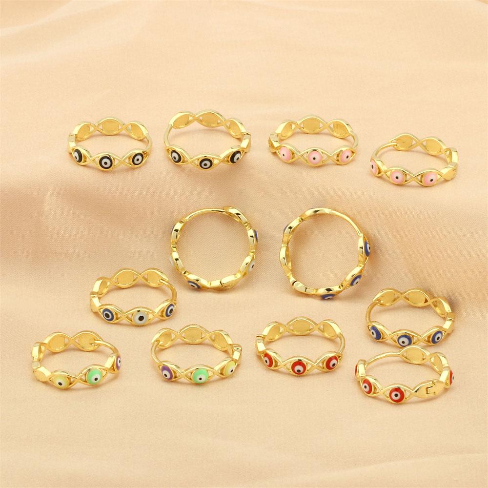 18K Gold-Plated Enamel Devil's Eye Ear Hoops for Women - Fashionable, Color-Retentive Design