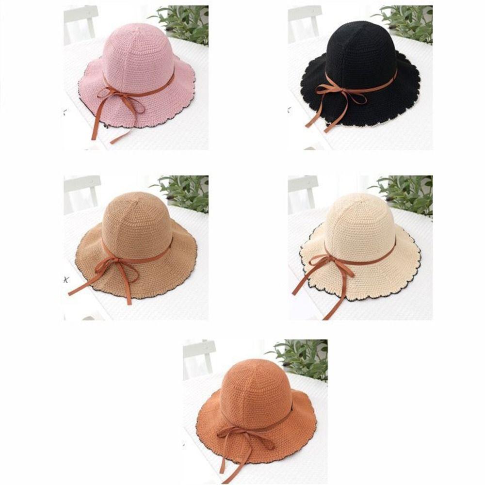 Foldable Knit Fisherman Hat UV Protection Summer Sunshade Visors Thin Crochet Bucket Hat  Beach