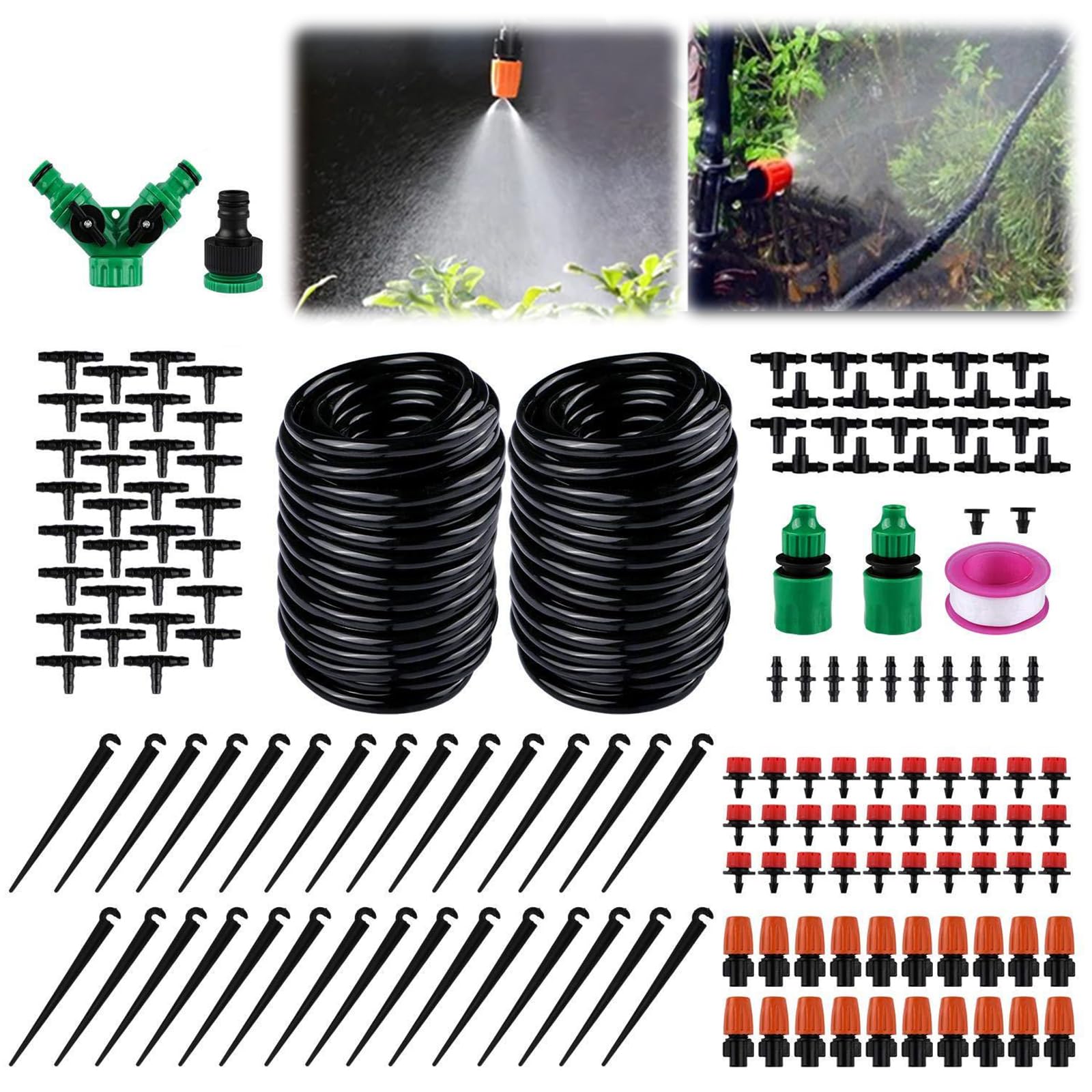 

yowodana Spray Nozzle [30M 360° Bendable, Heatstroke Prevention, Water Saving] Irrigation System Watering Nozzle Automatic Watering Set Outdoor Wateri