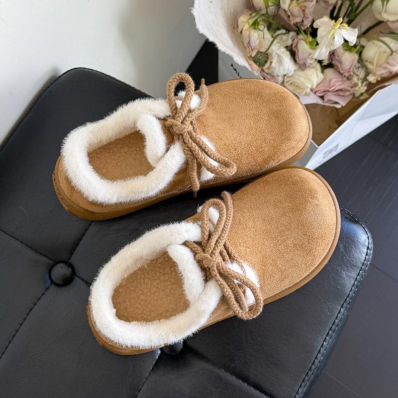 Women's Large Size Soft Sole Winter Warm Fur Snow Boots Padded Lined Ankle Boots Non-Slip Hiking Casual Sports Cotton Boots Fur Shoes