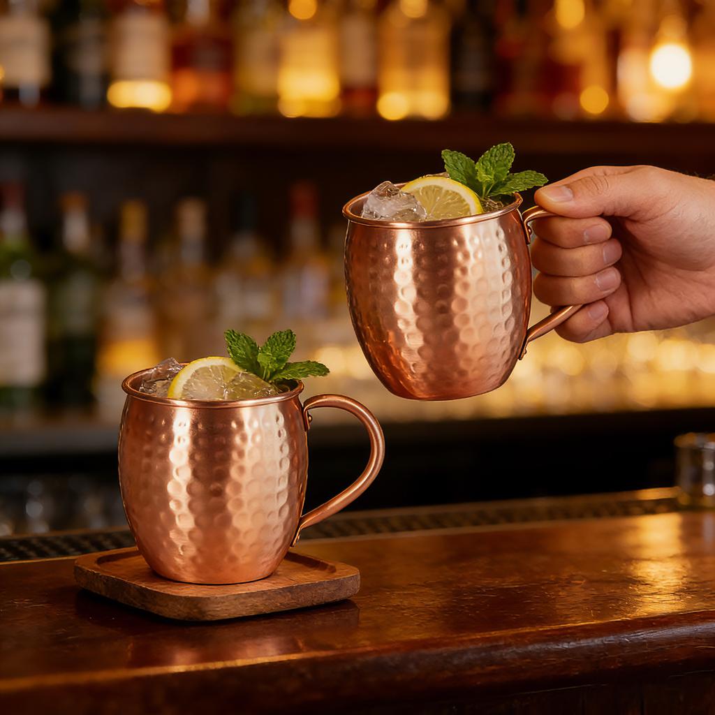 Pure Copper Moscow Mule Mug 350Ml 500Ml – Handcrafted Copper Cup For Cocktails, Mojitos, Whiskey, Beer – Classic Hammered Finish