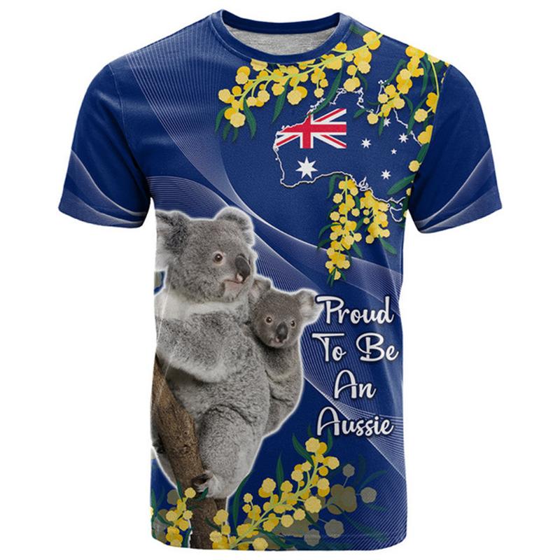 Australia Flag 3D Printed T-Shirts For Men Women Clothes Cute Koala Graphic Short Sleeve T Shirts New Casual Summer Kids Tops