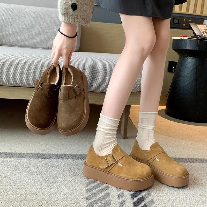 Thick-soled Plush Women's Warm Cotton Shoes Wear Snow Boots Wide Fat Feet Large Size Women's Shoes