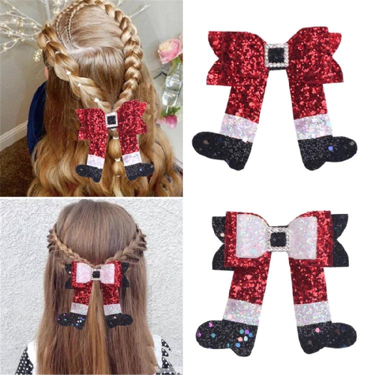 2PCS Boot Bowknot Hairpin Hair Clip Party Hair Ornament Christmas Bowknot Hair Clip Hair Accessory Suitable for Ladies