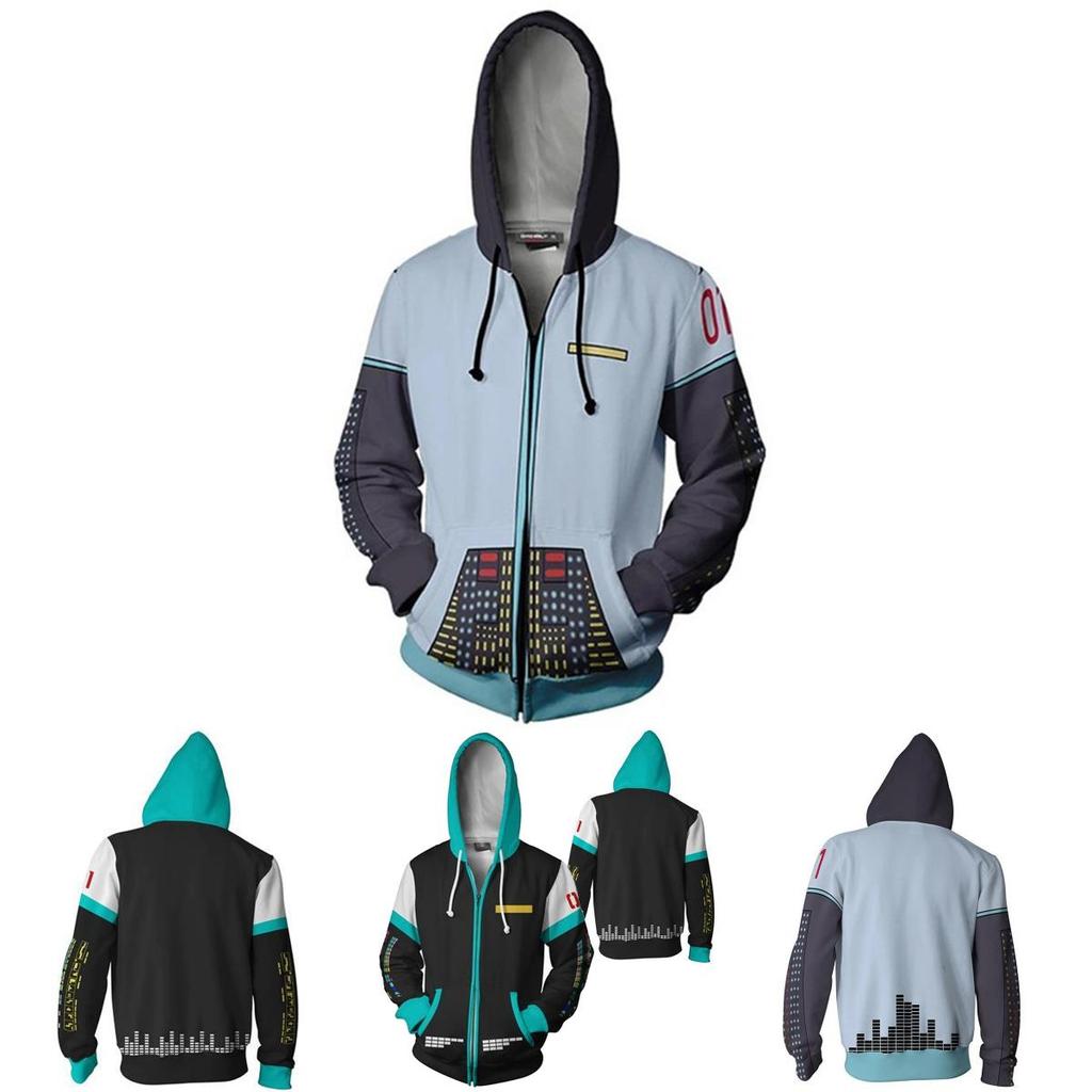 Stylish Hatsune Miku Vocaloid Zipper Hoodie With Soft Material For Everyday Wear