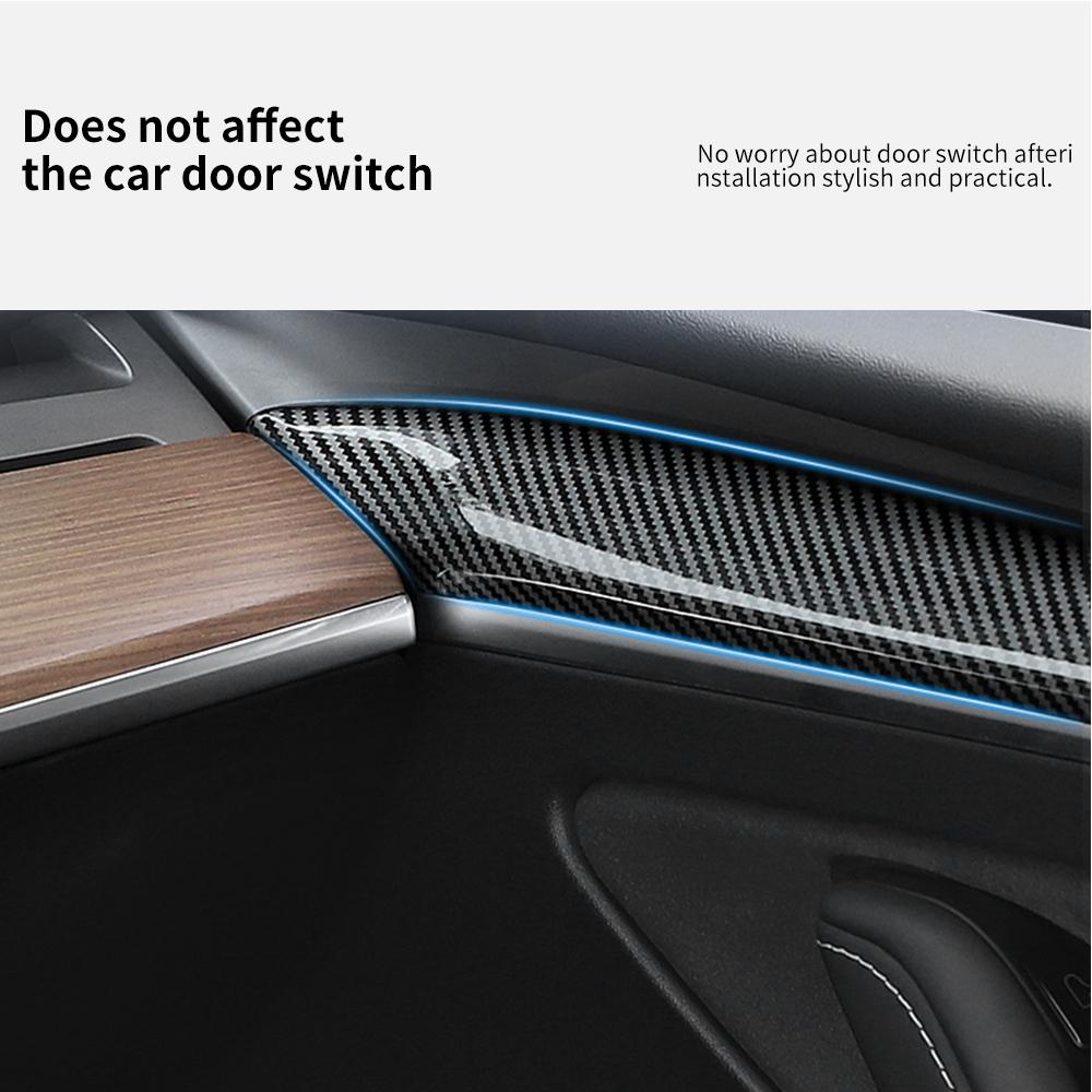 YZ For Tesla Model 3 2019-2023 Model Y 2021-2024 Car Front Door Inner Armrest Panel Cover Trim ABS Door Trim Sticker Accessories