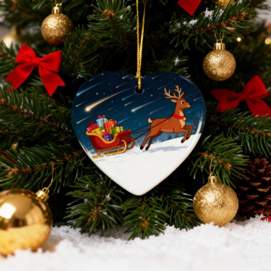 Sublimation Ceramic Ornament White Sublimation Blank Ornament Unfinished Christmas Hanging