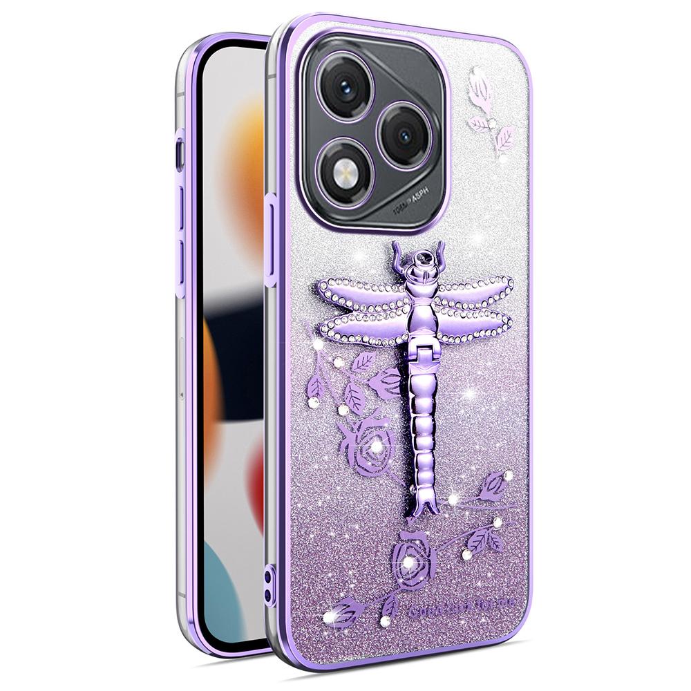 KADEM For Honor 400 Lite 5G Case Dragonfly Kickstand TPU Flowers Glitter Phone Cover