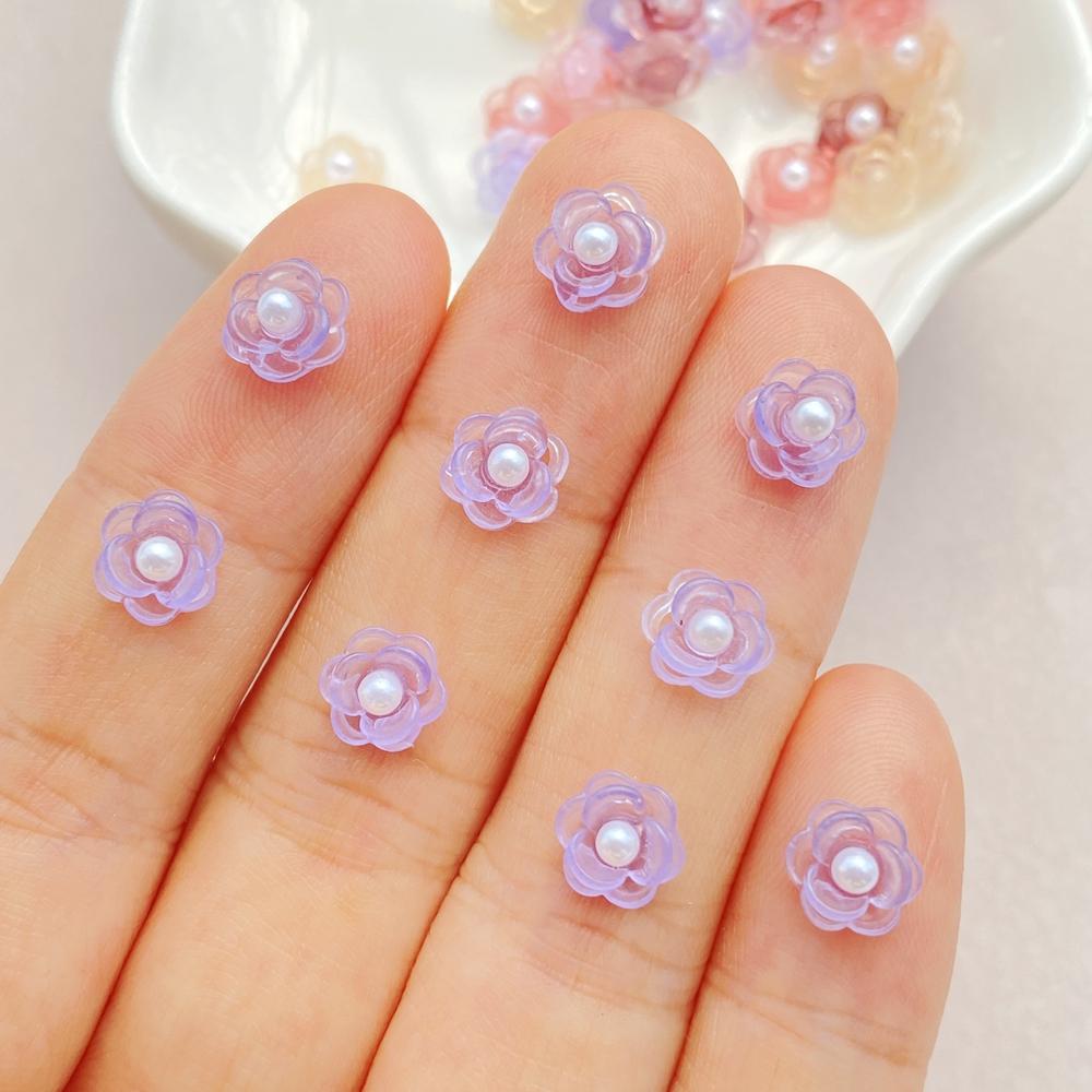 50Pcs Mixed Nail Art Resin Colorful Bead Flower Series Charms Rhinestones DIY Craft For Nail 3D Decorations Jewelry