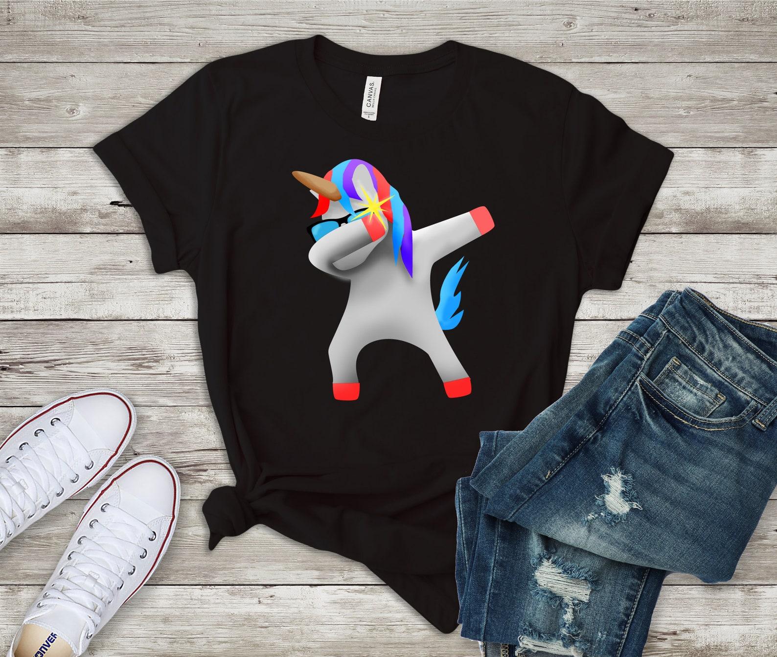 Unicorn Shirt Rainbow Unicorn Shirt Unicorn Birthday Outfit Unicorn Party Outfit Dabbing Unicorn Shirt Unicorn T-Shirt Cool Unicorn Dab Tee 4XL