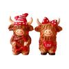 2pcs/set Valentine's Day Highland Cow Couple Home Decor Resin Ornament Romantic Couple Gift Tabletop Decorative Figurine