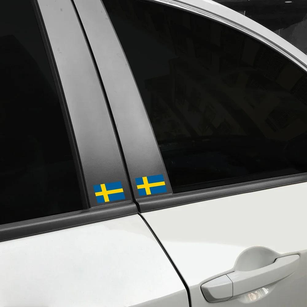 Car Sticker Creative Swedish Flag Circular Square Flag Series Stickers Car Body Windows Personalized Decor Exterior Accessories
