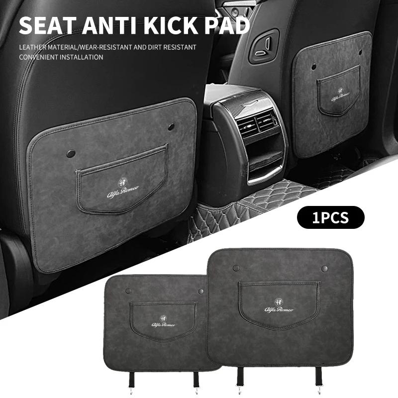 Car Anti-kick Mat Car Seats Anti Kick Pad Mat For Alfa Romeo 159 147 156 166 Giulietta Giulia Mito Stelvio Brera Spider