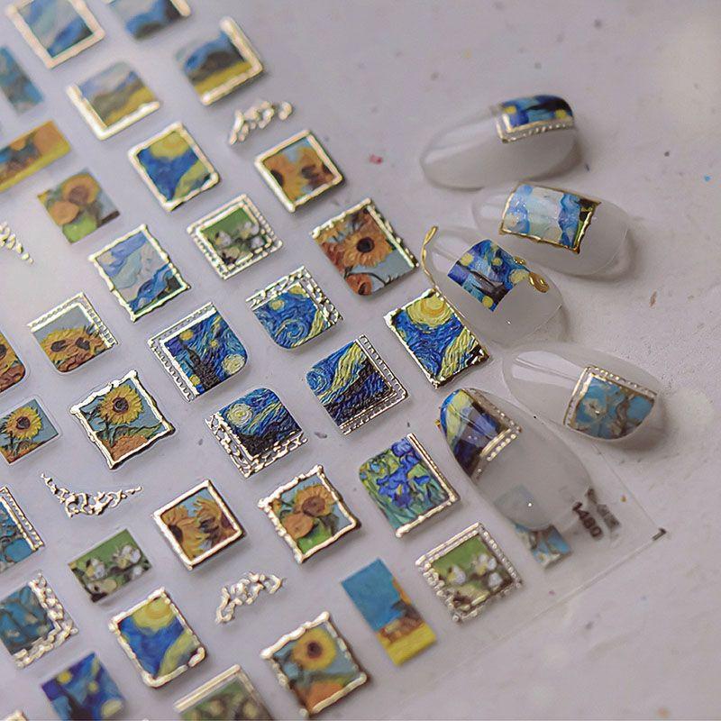 

Gilding Starry Sky Relief Decorations Nail Stickers Sunflower 4480 under the stars((Bronzing relief))