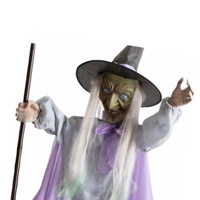  Haunted Animated Hovering Witch Sculpture with Fabric Costume Halloween Props
