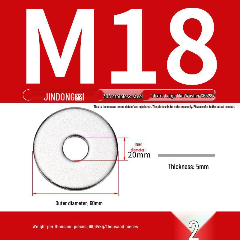 Stainless Steel 304/201/316 Oversized Thick Flat Washer Gasket Screw Washer GB97/GB96