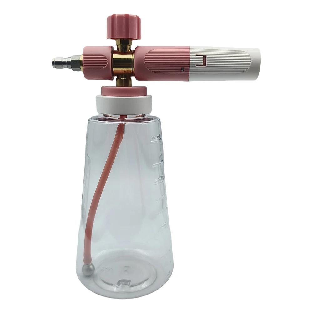 

1л пенная насадка высокого давления, регулируемый автомобильный пенный пистолет, распылитель пены под давлением, аксессуары для мойки автомобиля розовый