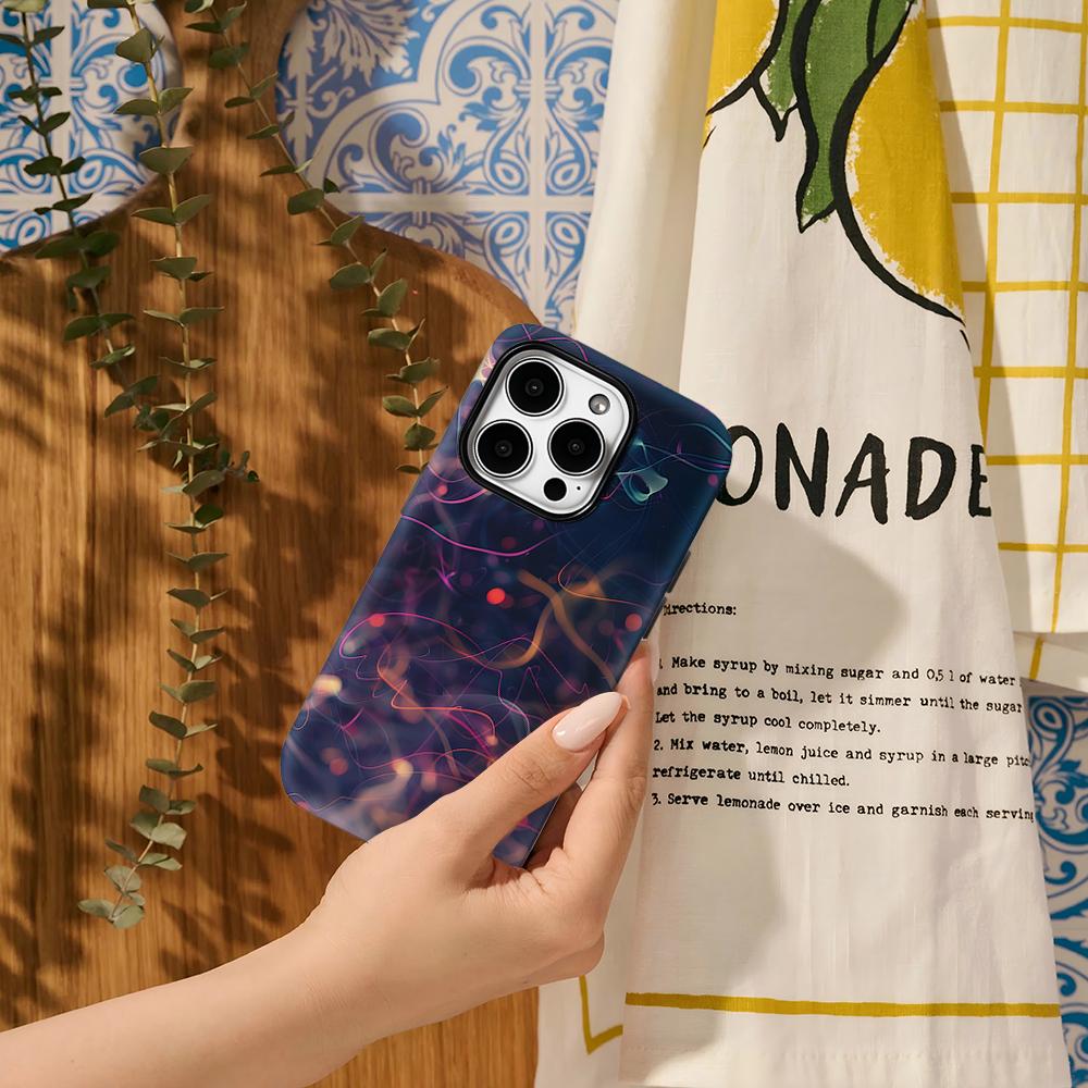 Neon Light Swirl Phone Case for IPhone 17AIR 16E 16 15 14 13 12 11 17 Pro Max Plus Double-layer Back Cover