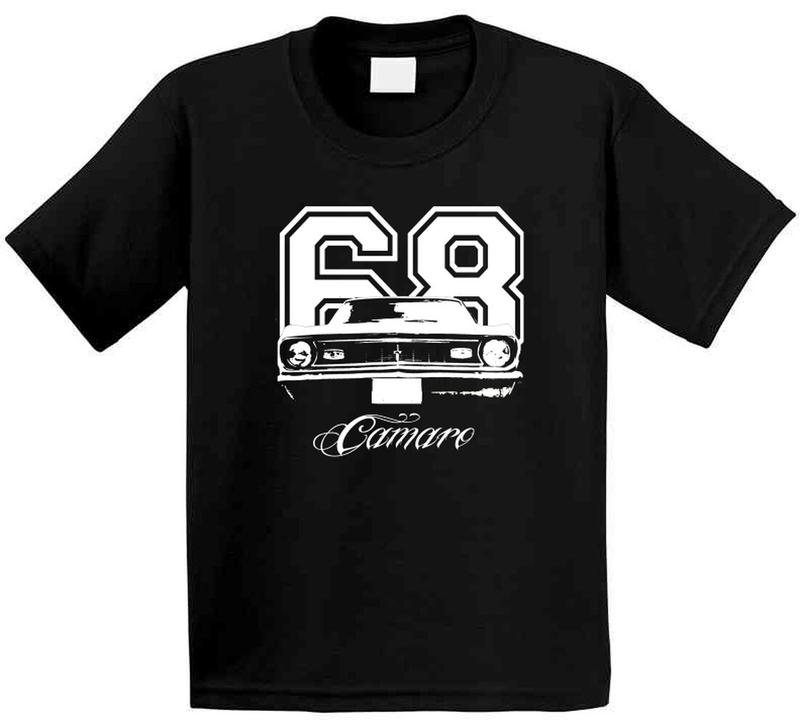 

1968 Camaro Grill View With Year And Model Name Black Black Unisex T-Shirt M