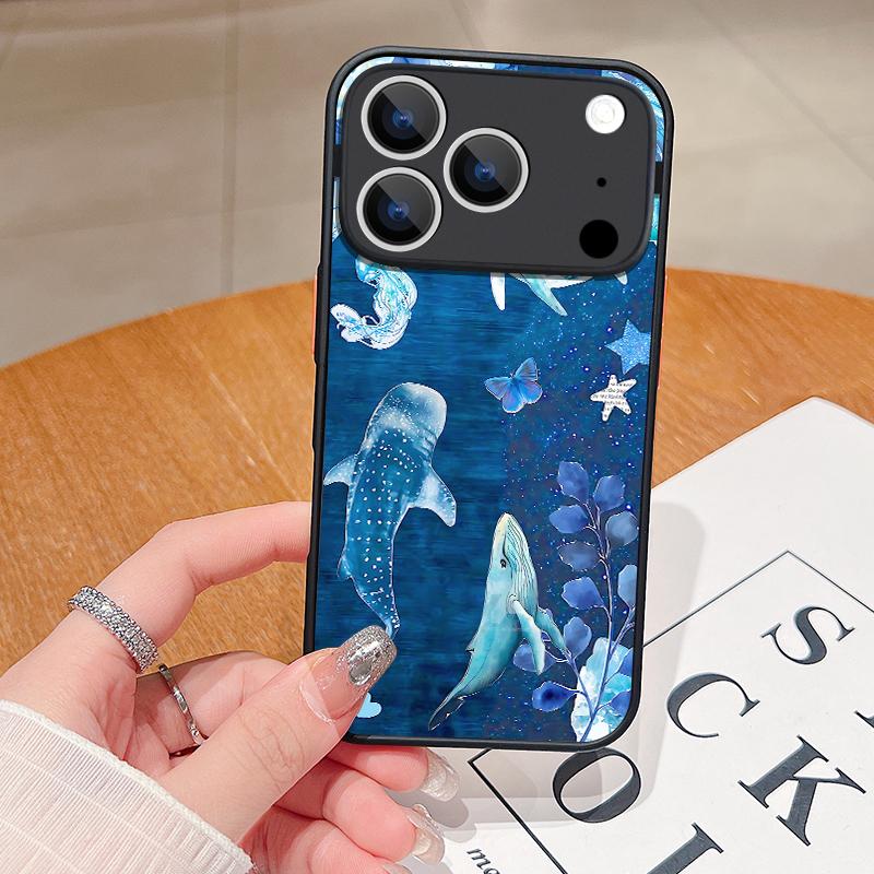 Starry Sky Blue Whale Phone Case For iPhone Air 16e 17 16 15 14 17 Pro Max 13 12 Pro 11 Shockproof Hard PC Soft Edge TPU Matte Cover