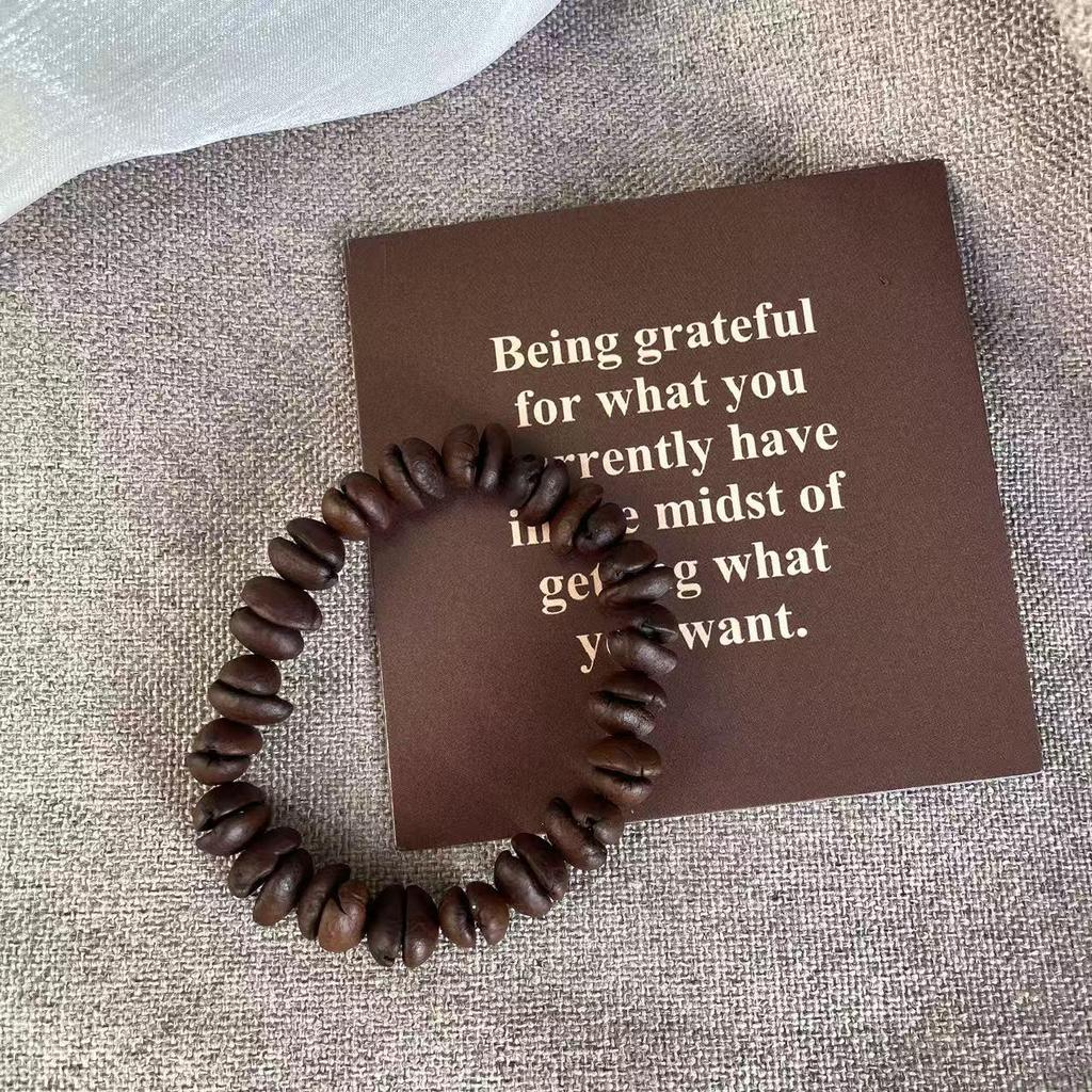 Fresh Coffee Bean Mind-Clearing Bracelet: Exquisite Unisex Beaded Jewelry & Unique Couple Gift