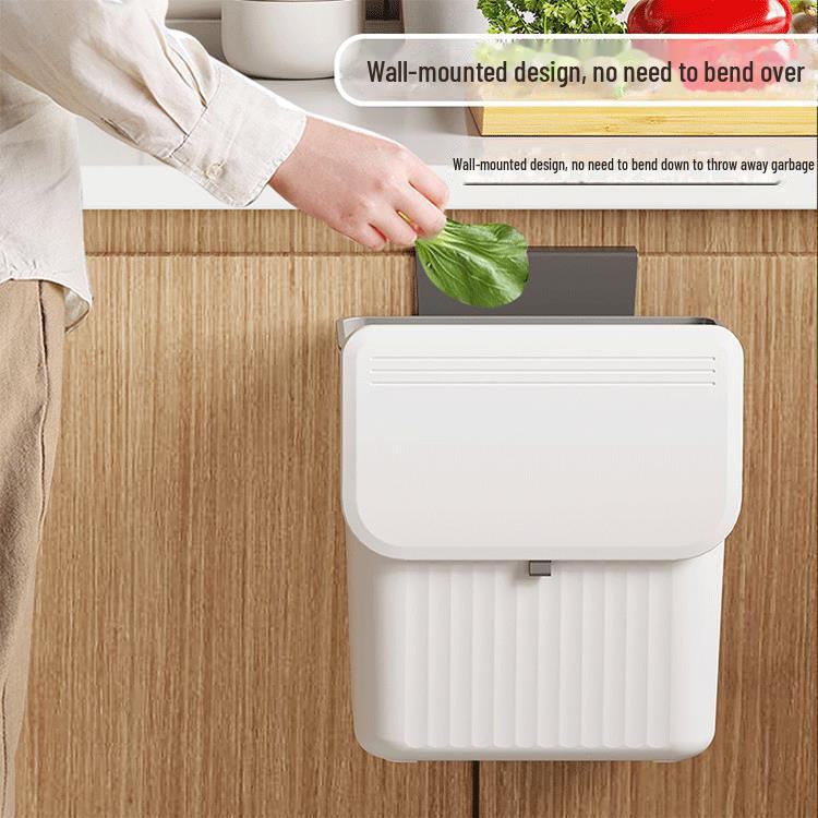 Wall-Mounted Sliding Cover Trash Can for Kitchen, Bathroom & Office